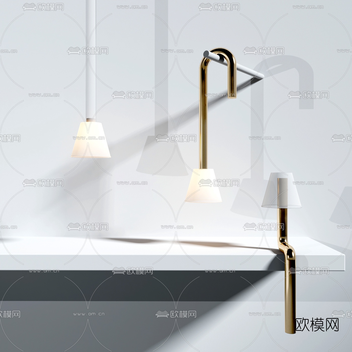 现代金属台灯吊灯3d模型下载