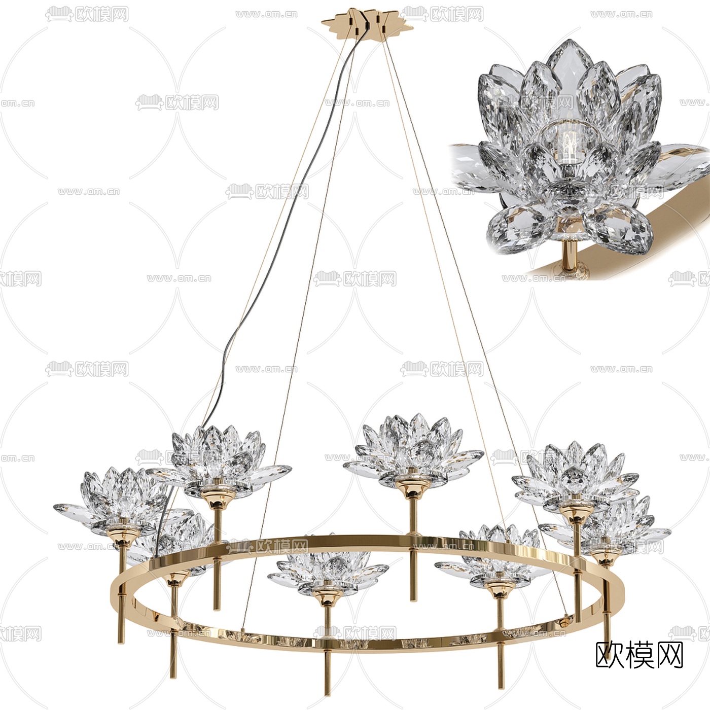 现代轻奢水晶花吊灯3d模型下载