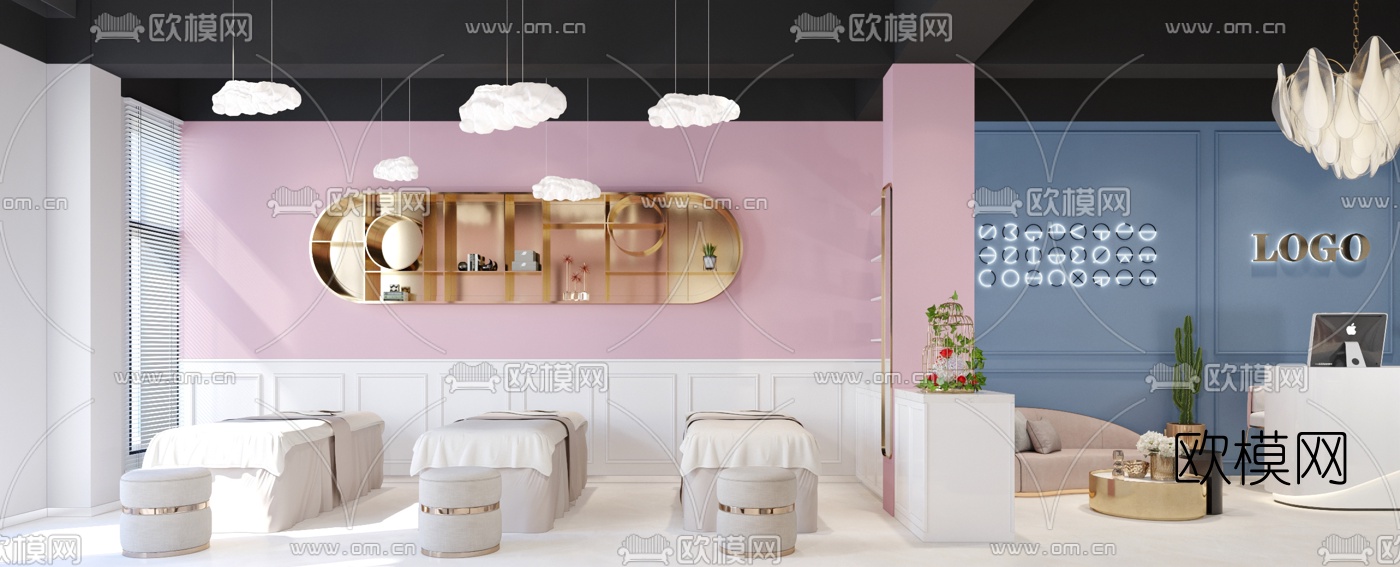 北欧美甲美容店3d模型下载（渲染图3）