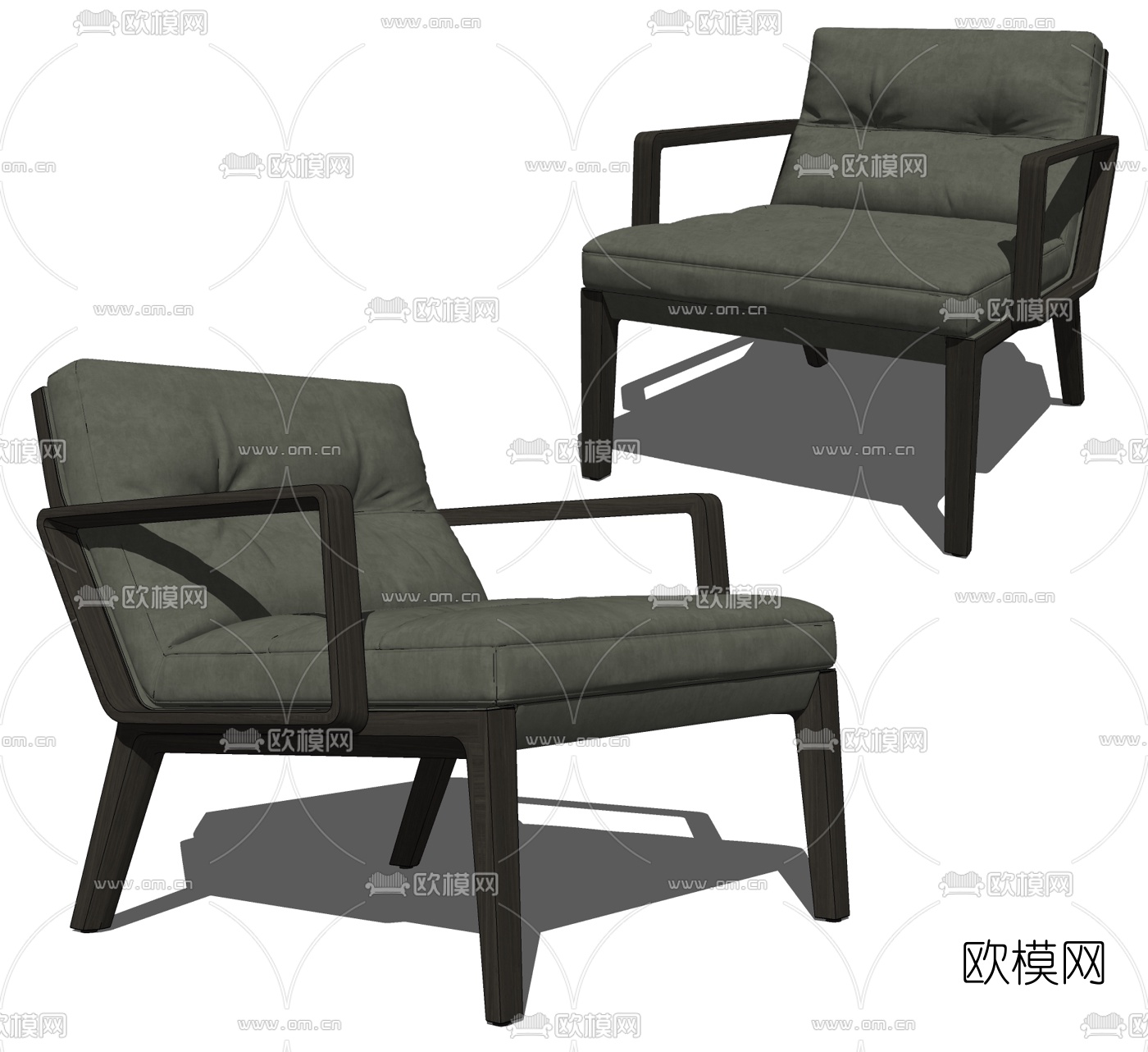 现代布艺休闲椅su模型下载（渲染图2）