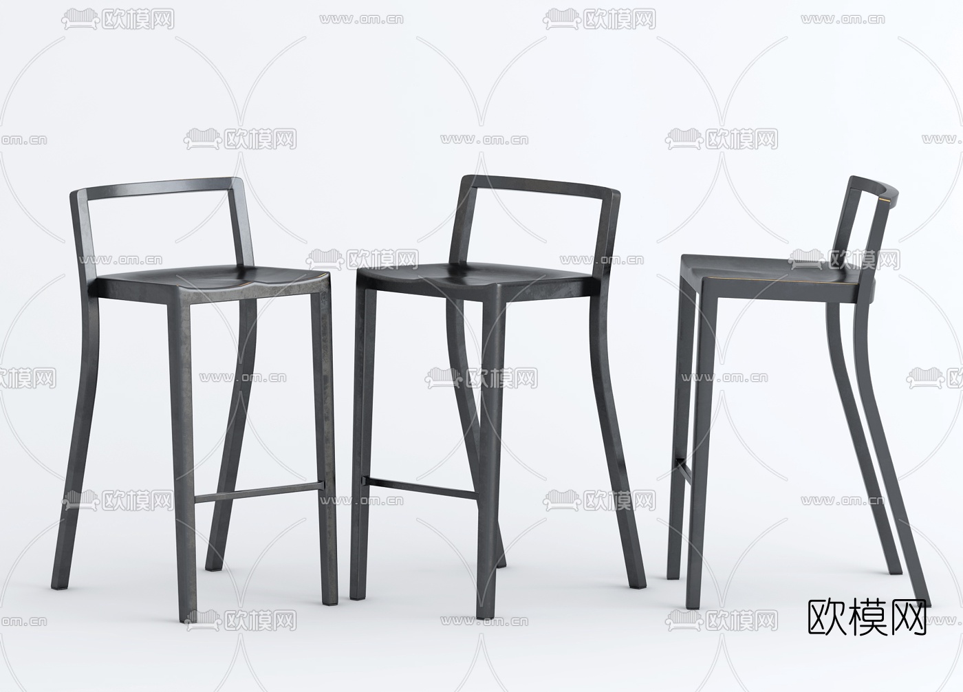 工业风简约吧台椅3d模型下载