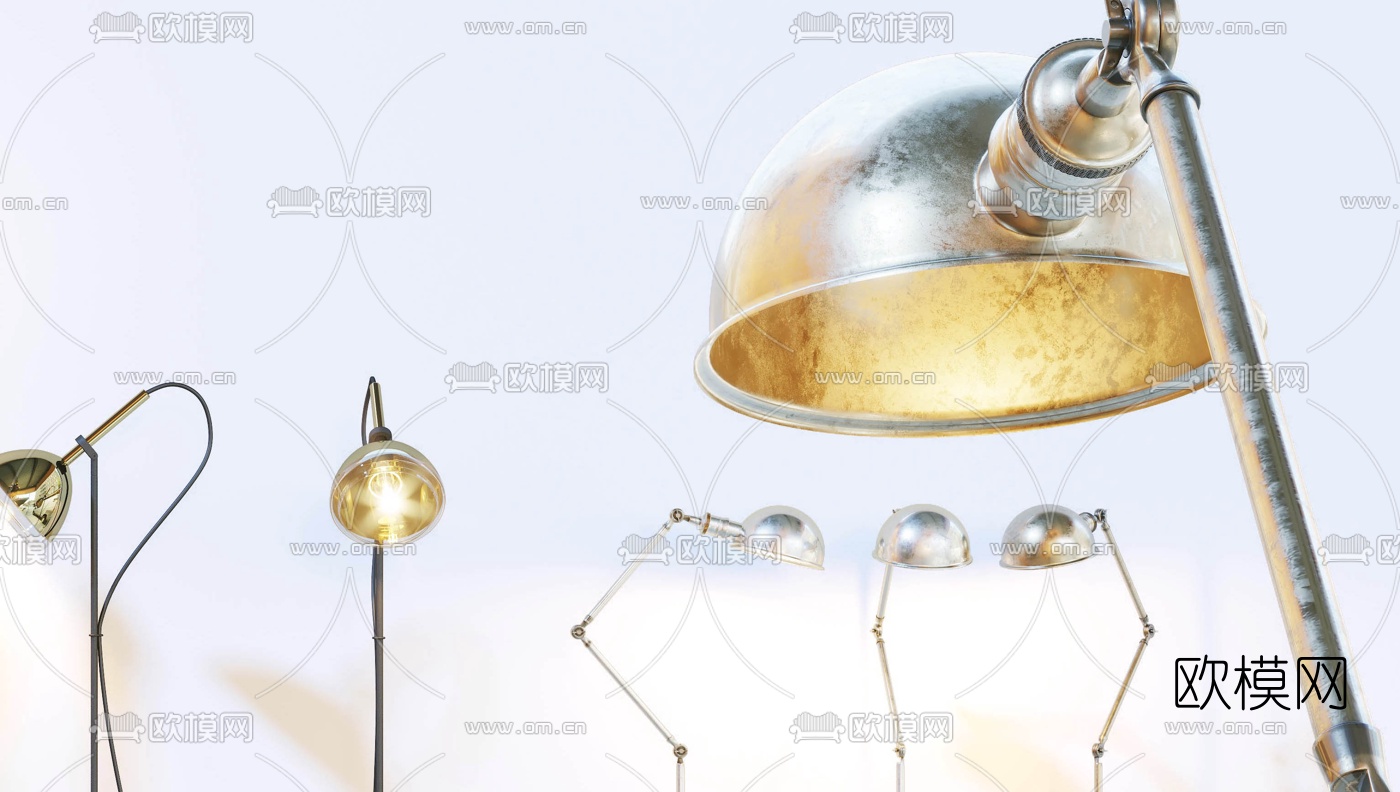 现代金属烤漆落地灯3d模型下载（渲染图5）