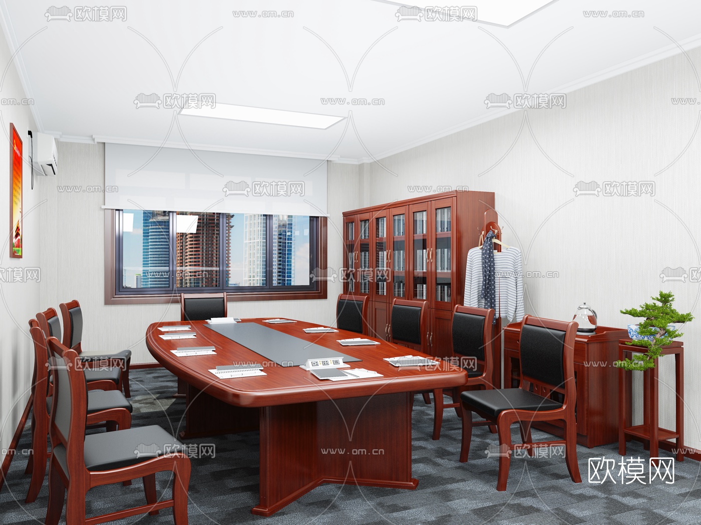 现代党政机关单位会议室3d模型