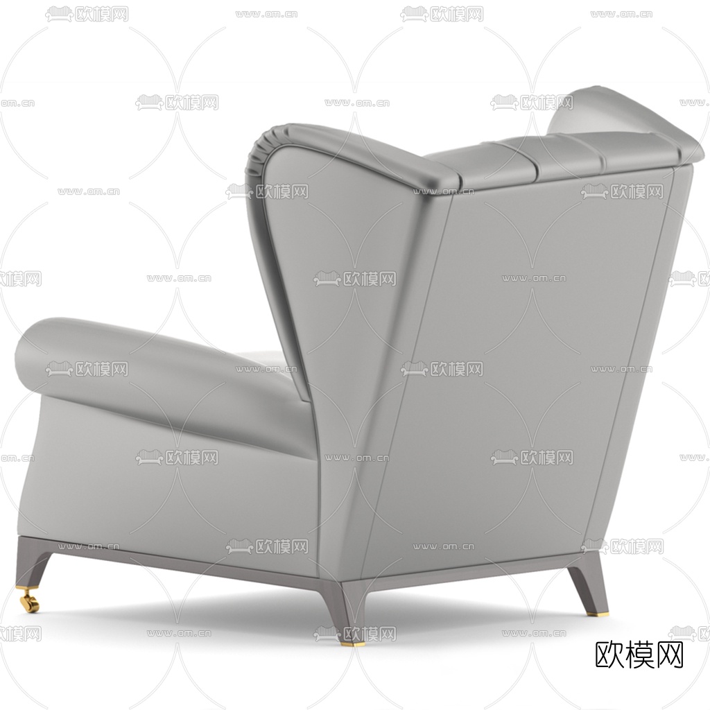 欧式皮革单人沙发3d模型下载（渲染图4）