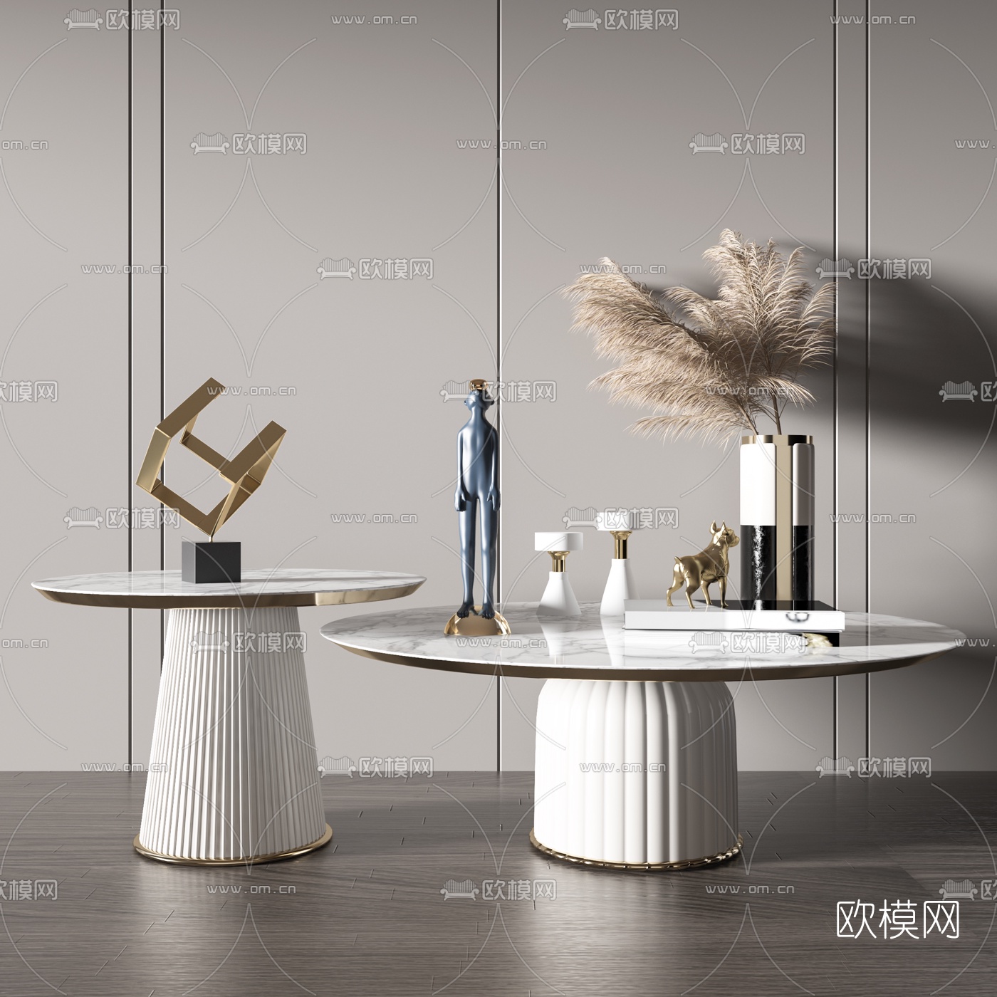 现代大理石茶几3d模型