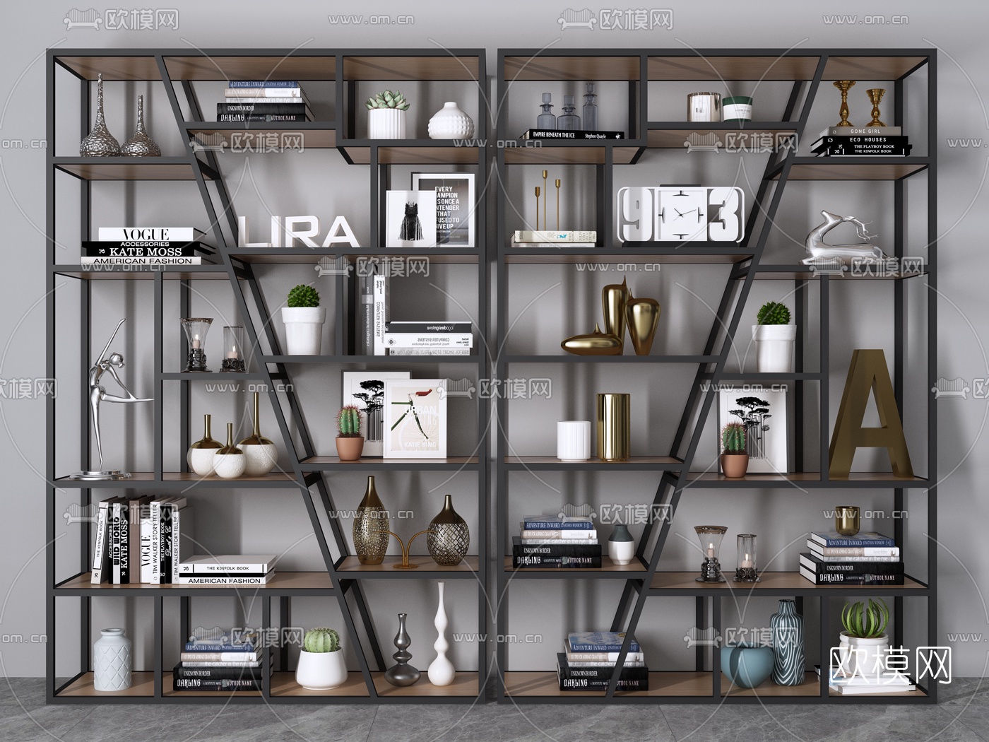 工业风铁艺装饰柜置物架3d模型下载