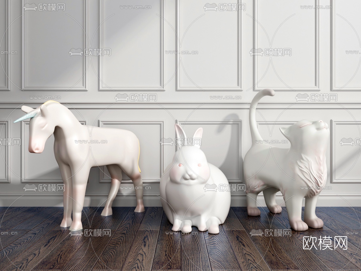 现代独角兽动物雕塑3d模型