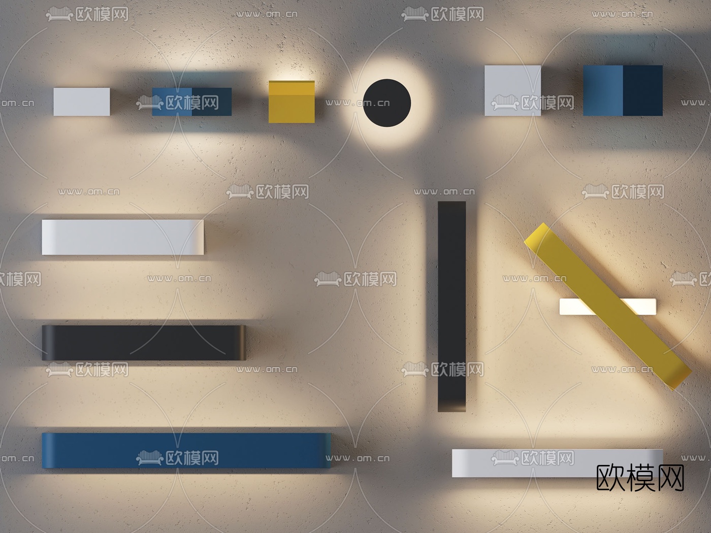 现代儿童壁灯su模型下载（渲染图1）