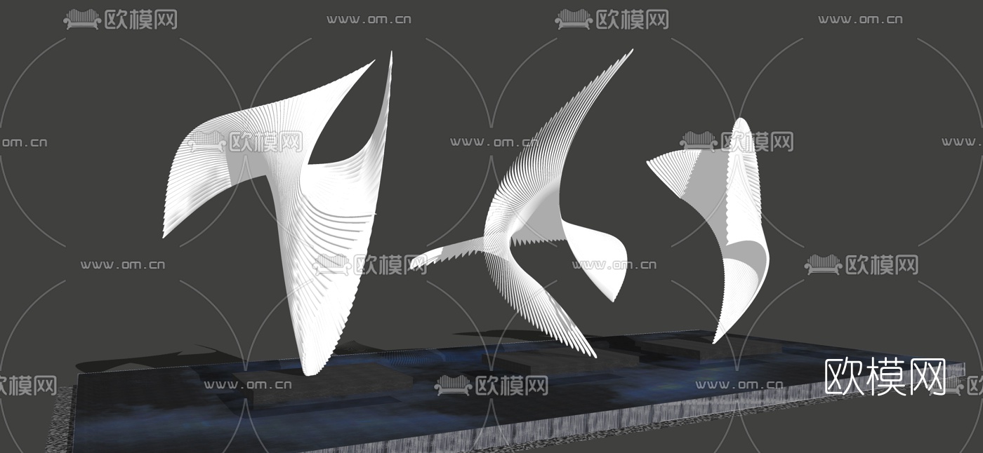 现代抽象雕塑su模型