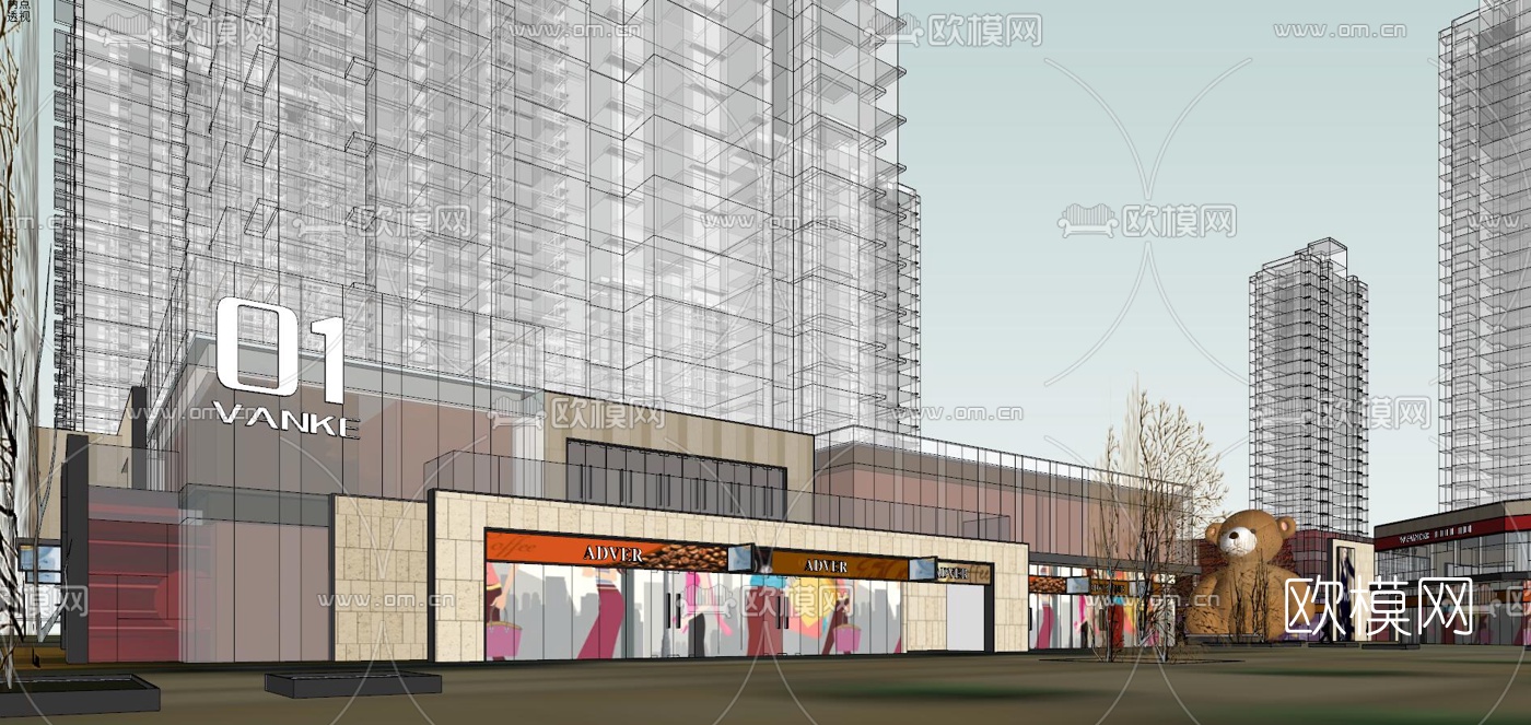 现代购物中心外观su模型下载（渲染图5）