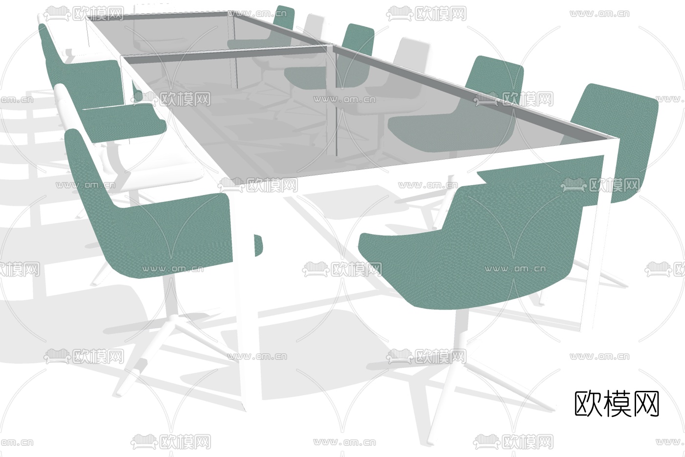 现代会议桌椅su模型下载