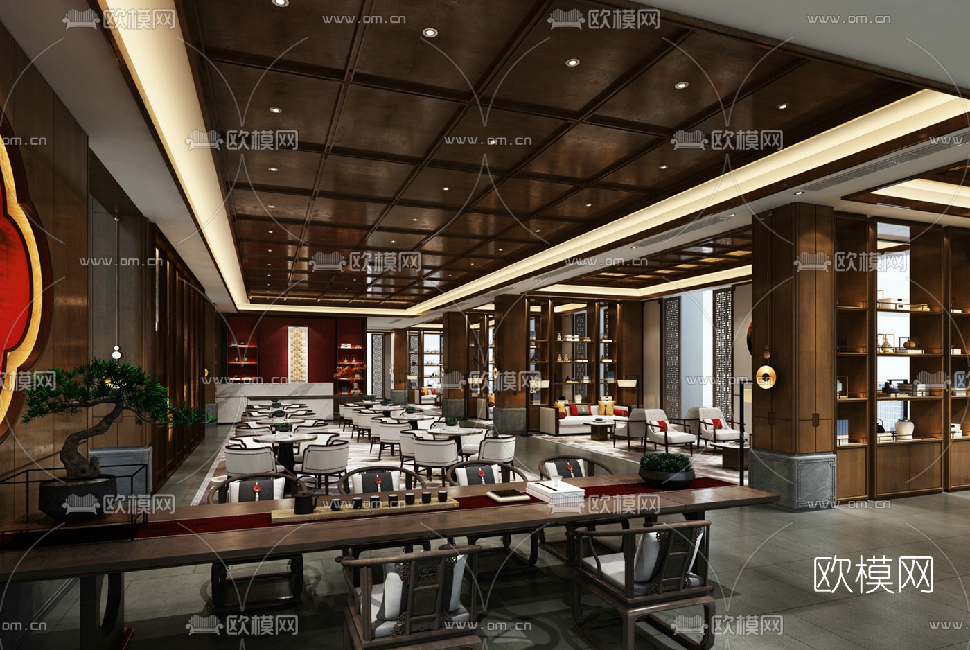 新中式轻奢售楼处3d模型