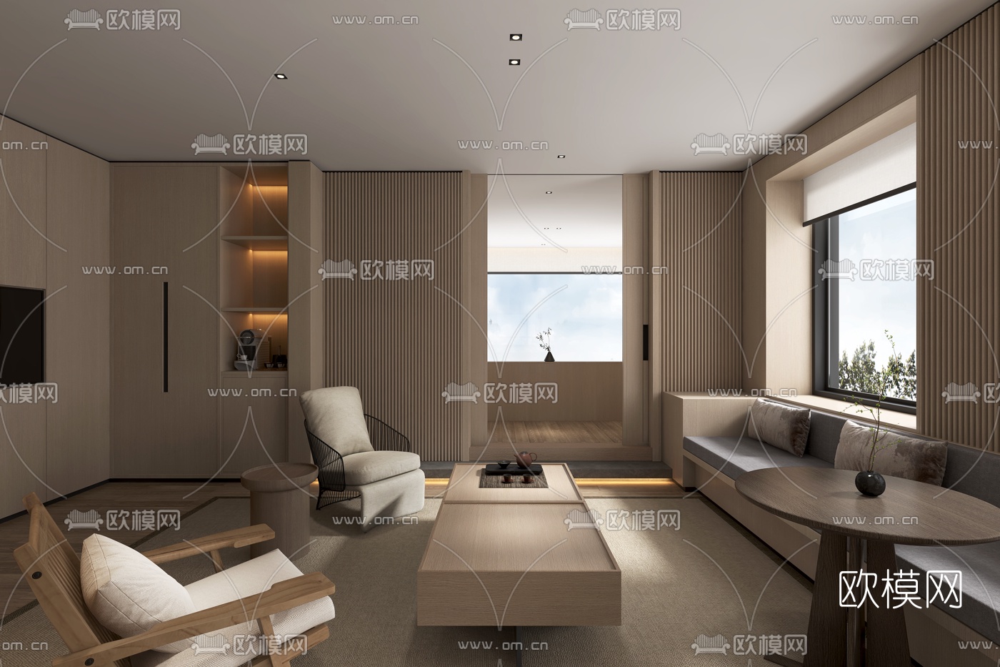 日式民宿酒店客房套房3d模型下载（渲染图1）