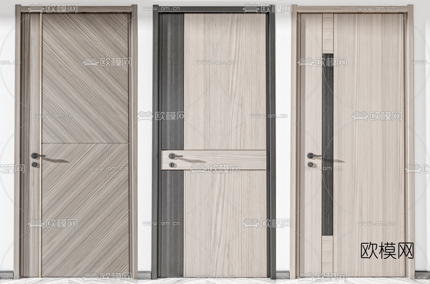 北欧原木单开门3d模型下载（渲染图1）