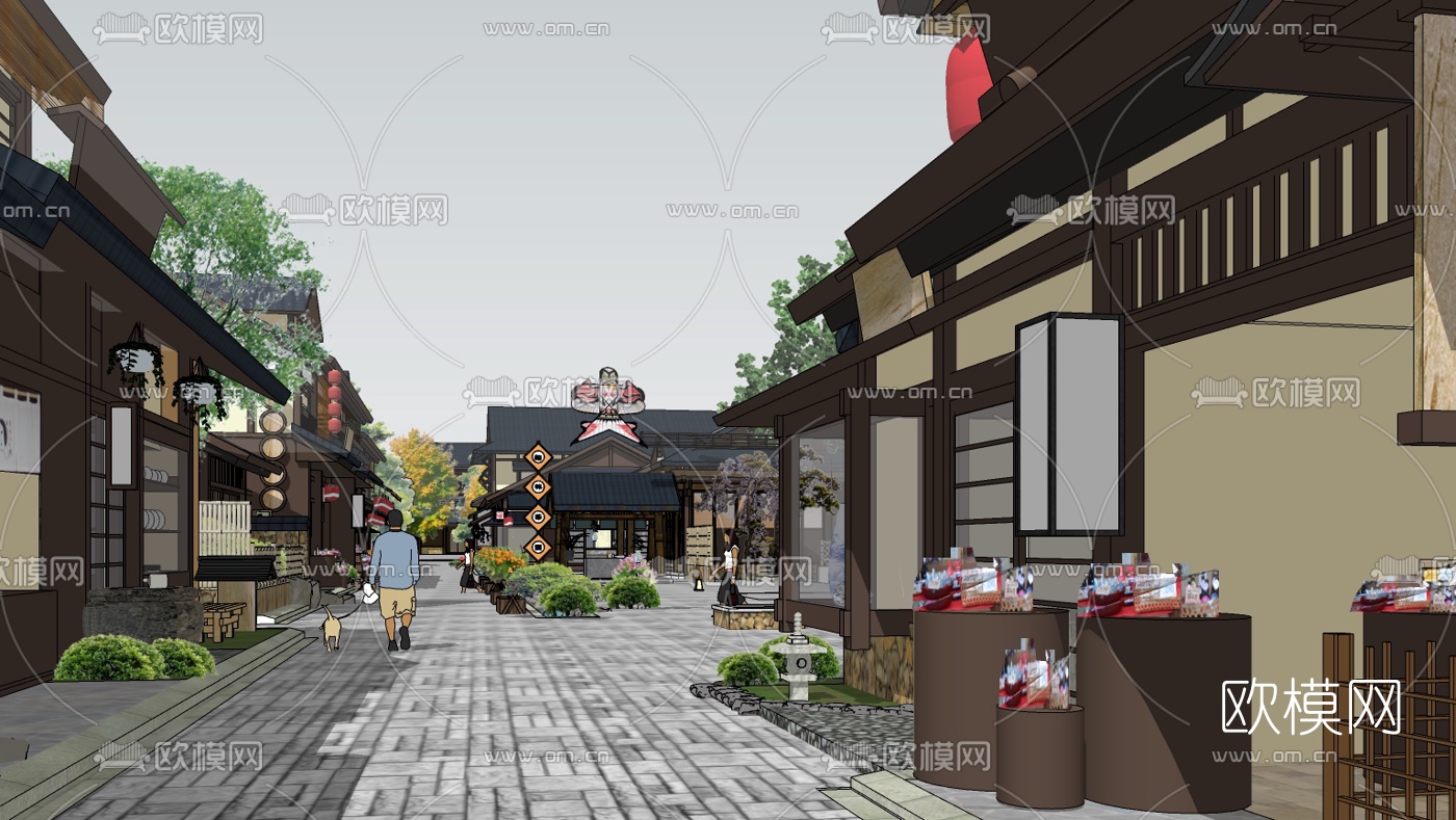 日式商业街su模型下载（渲染图6）