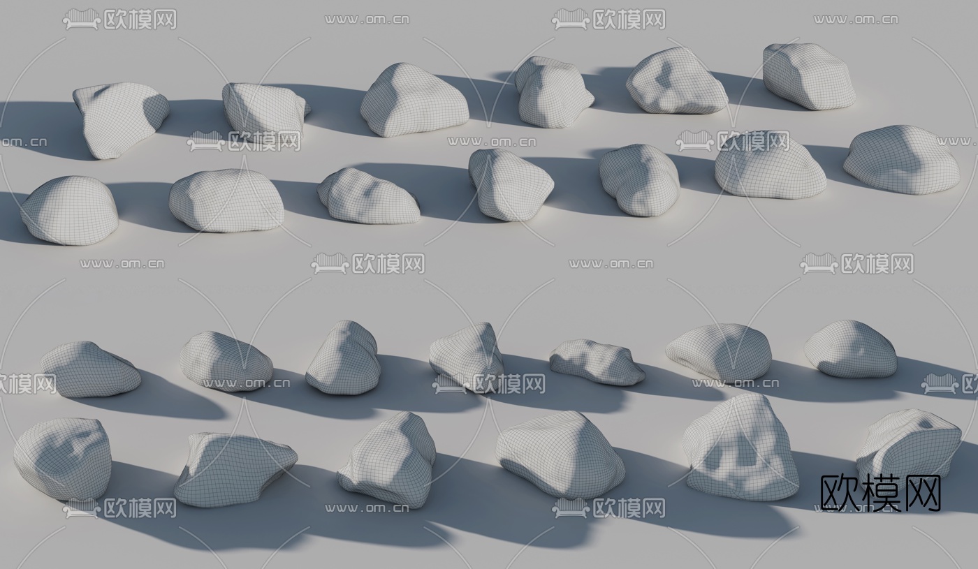 现代苔藓石头3d模型下载（渲染图3）