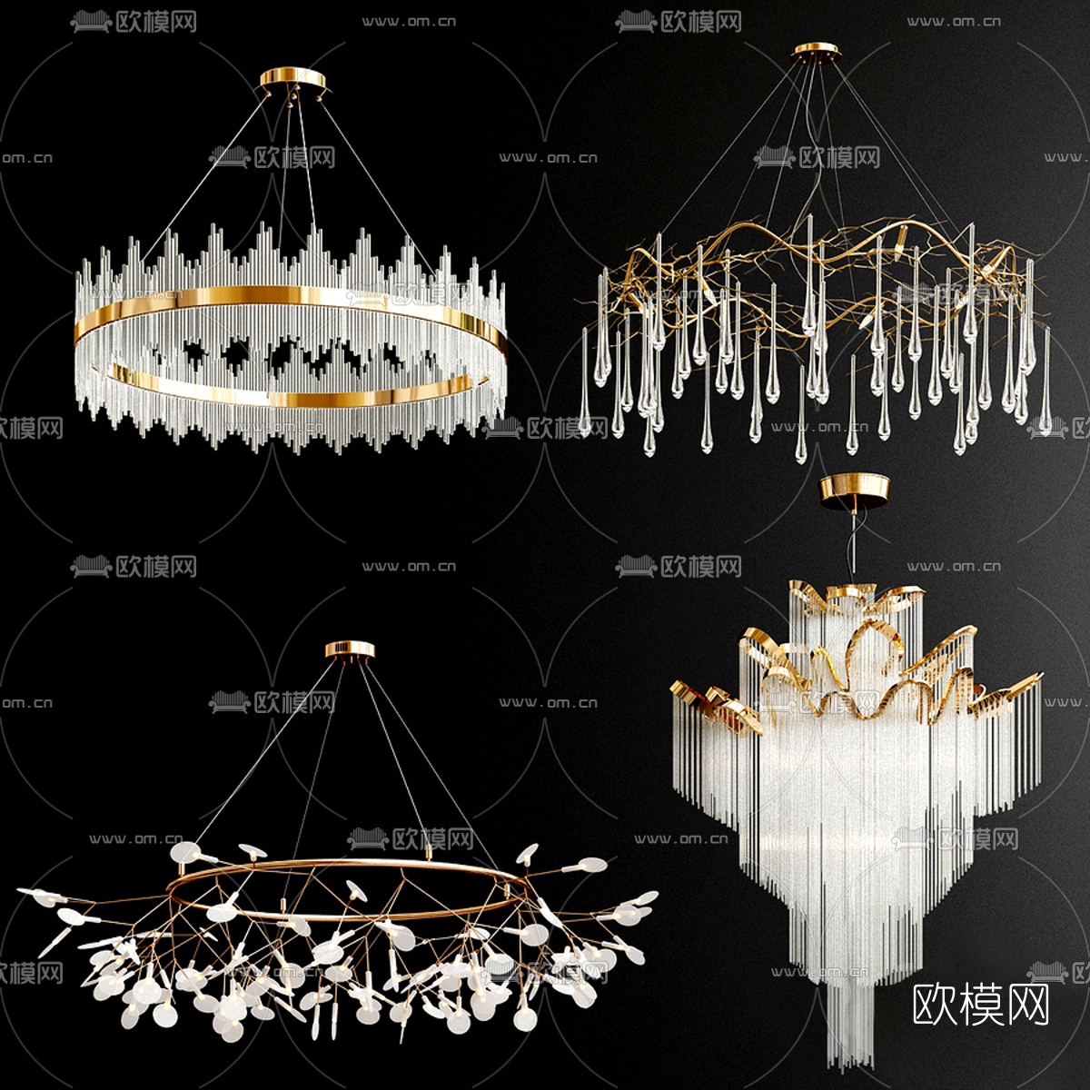 现代轻奢水晶吊灯3d模型下载