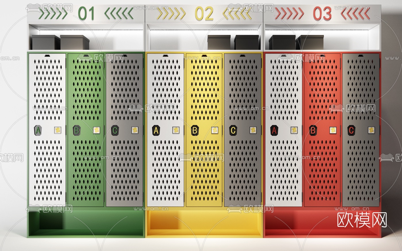 现代健身房储物柜3d模型下载