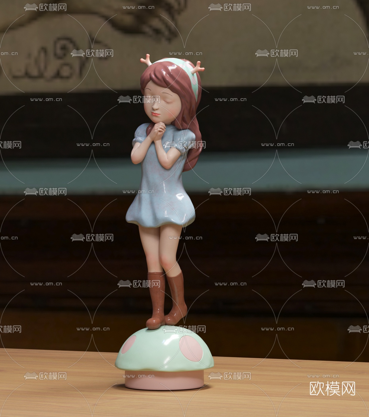 峻佳设计 现代纯真祈祷少女摆件3d模型