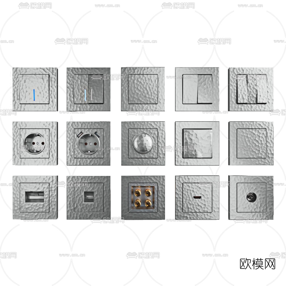 现代开关面板插座3d模型