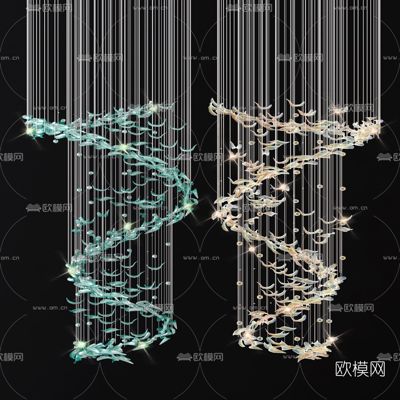 现代水晶装饰吊灯3d模型