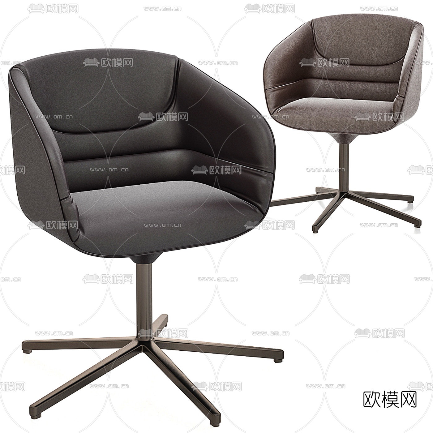 现代皮革办公椅3d模型