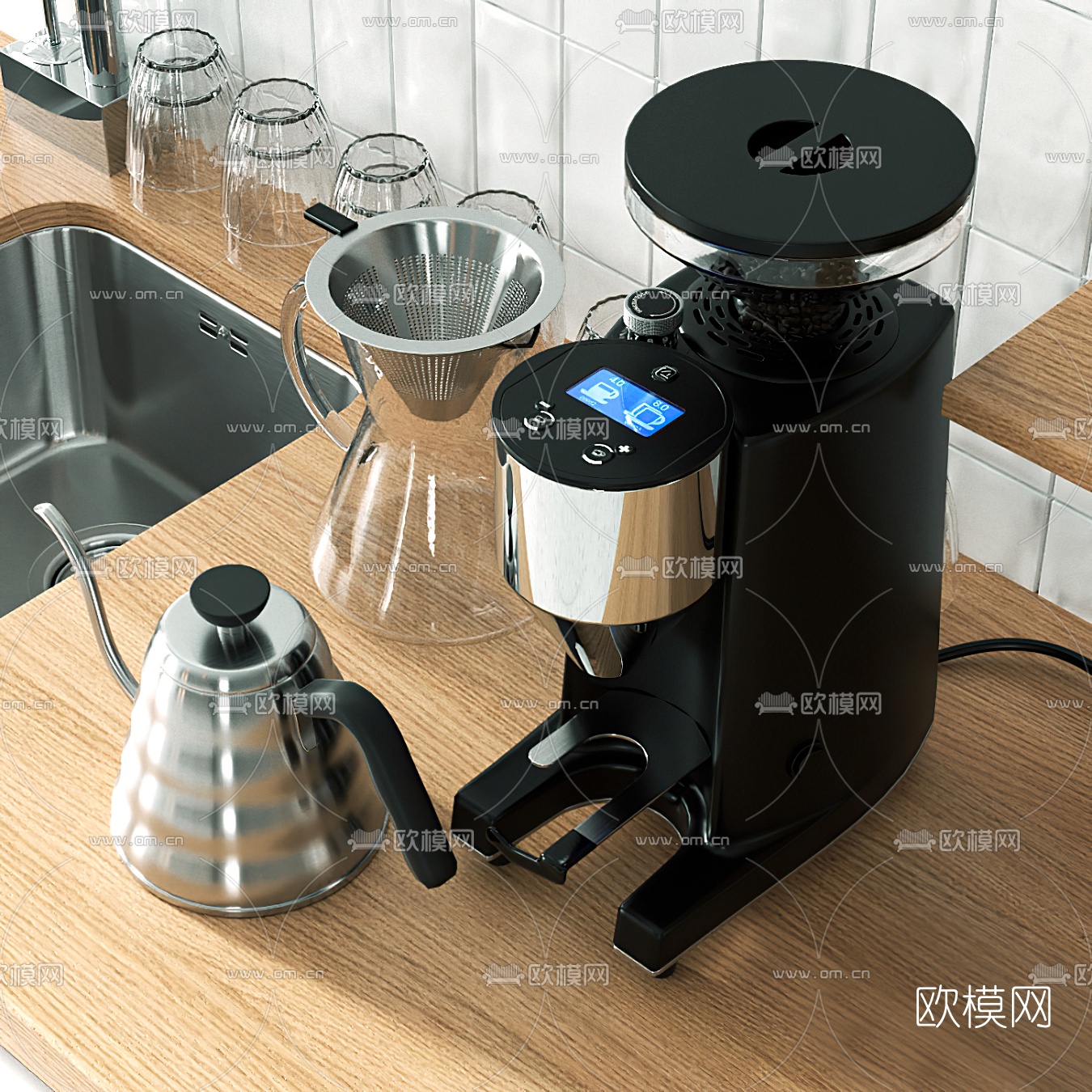 现代咖啡厅操作台3d模型