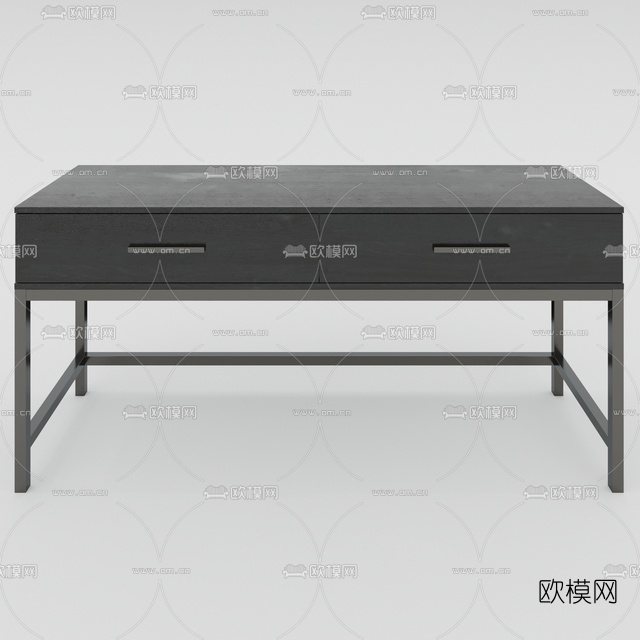 现代实木书桌免费3d模型下载