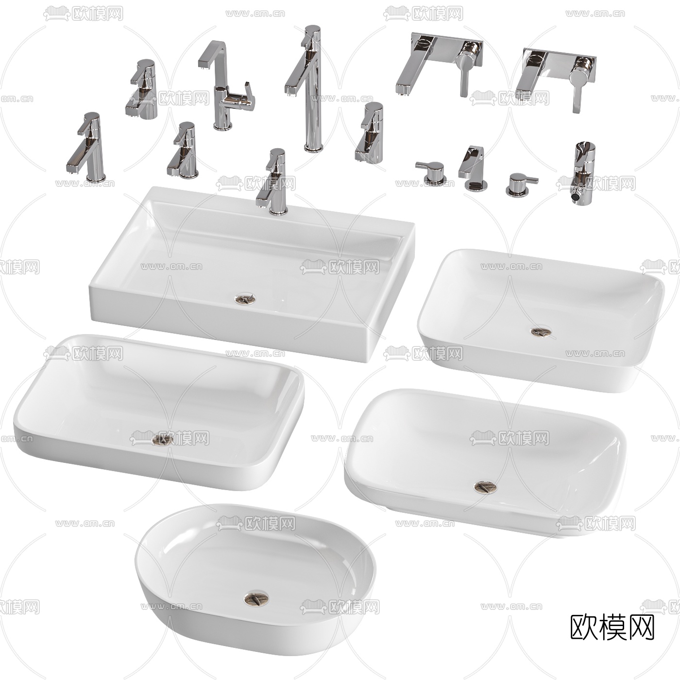 现代洗手池台盆水龙头3d模型