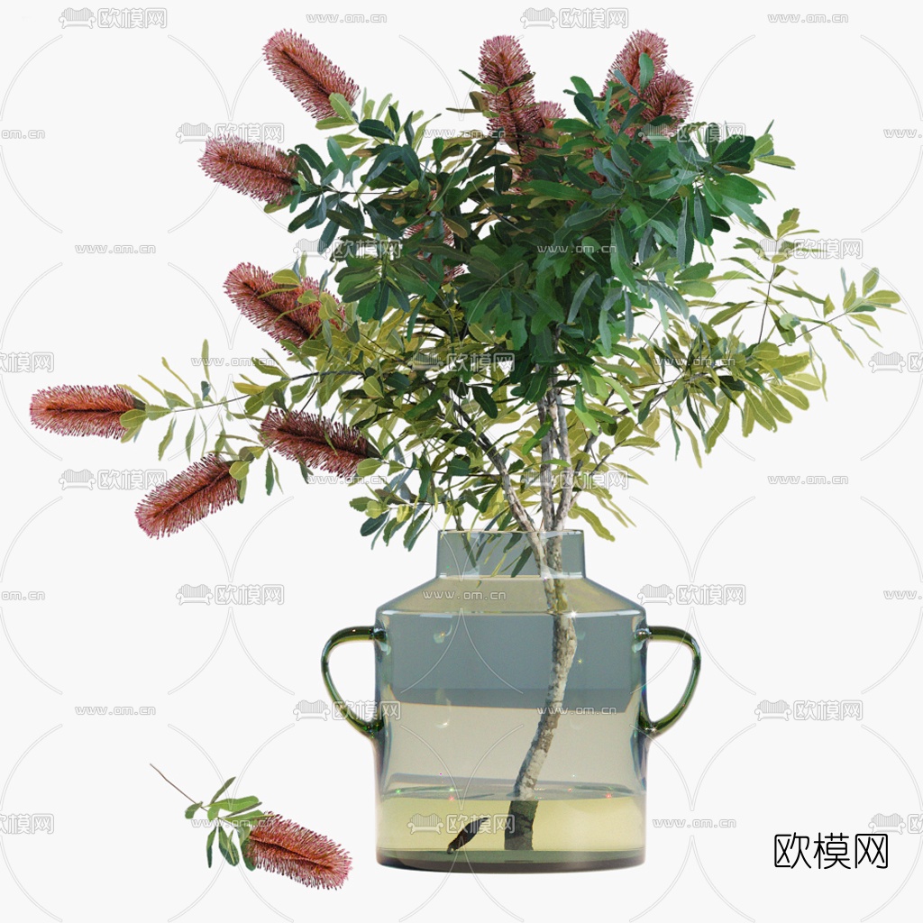 现代水生花瓶花艺3d模型下载（渲染图1）