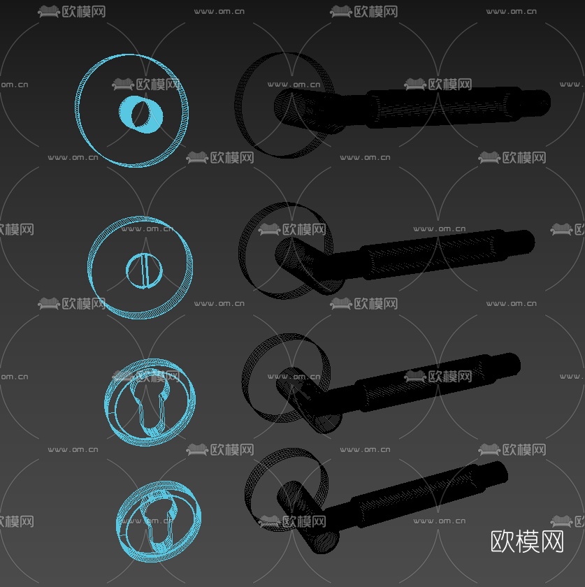 现代简约门把手3d模型下载（渲染图2）
