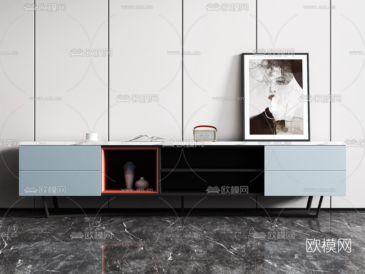 后现代电视柜3d模型下载