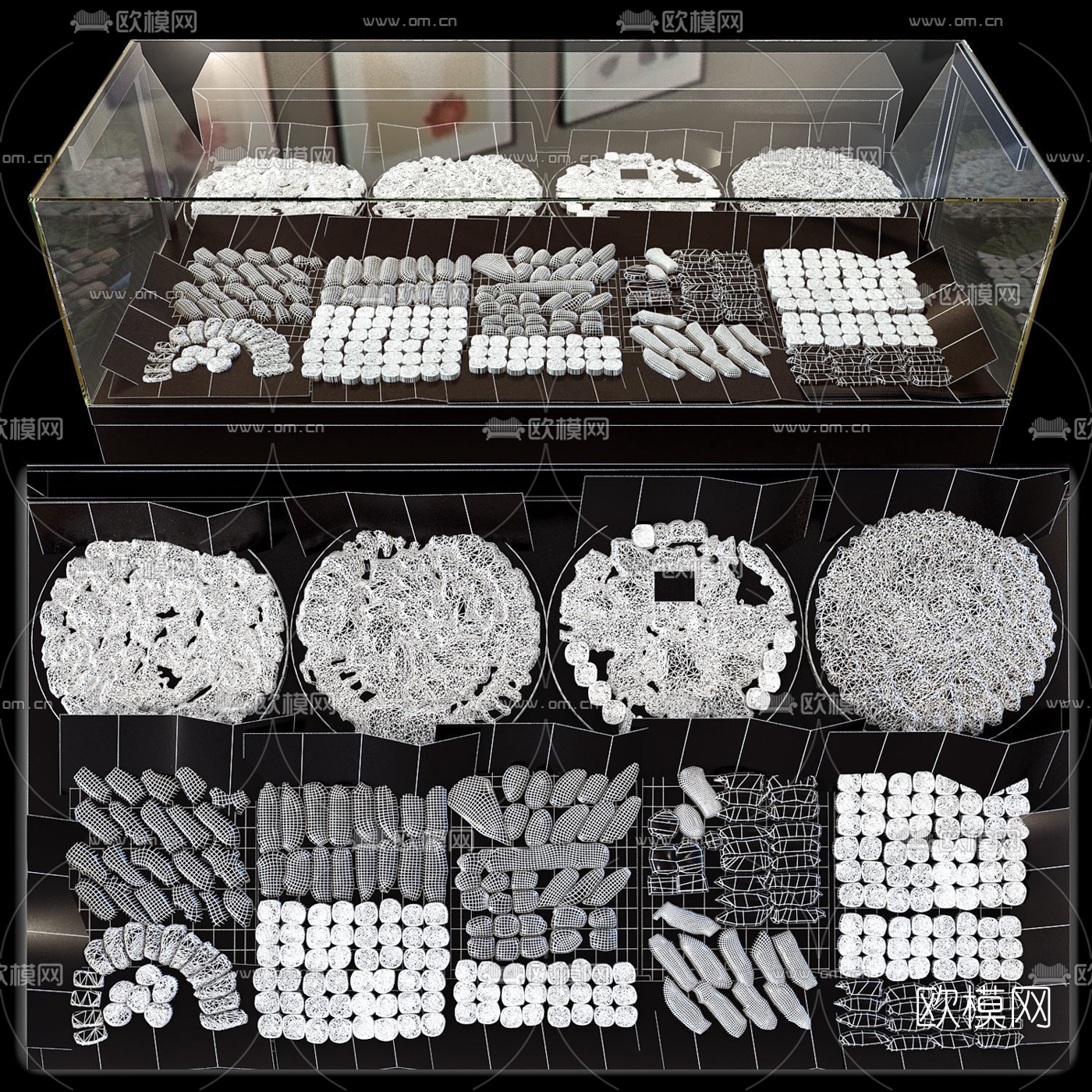 现代寿司货柜展架3d模型下载（渲染图2）