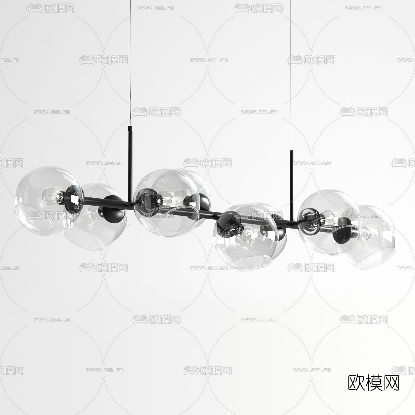 现代球形玻璃吊灯3d模型