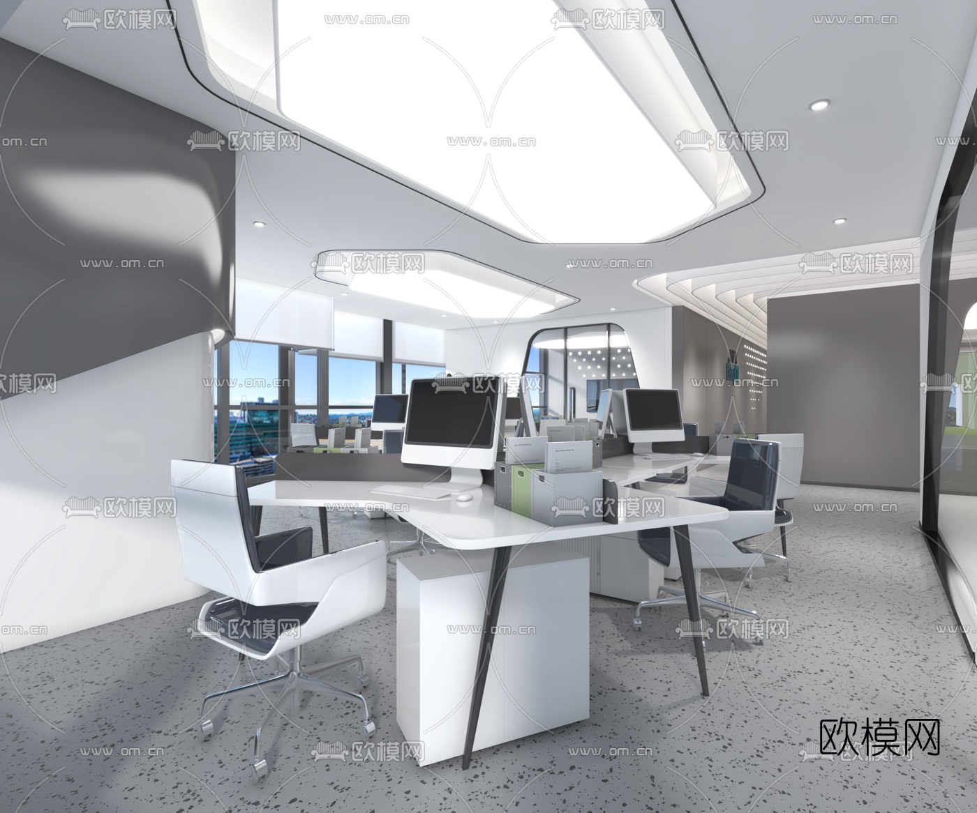 后现代简约办公室3d模型下载（渲染图6）