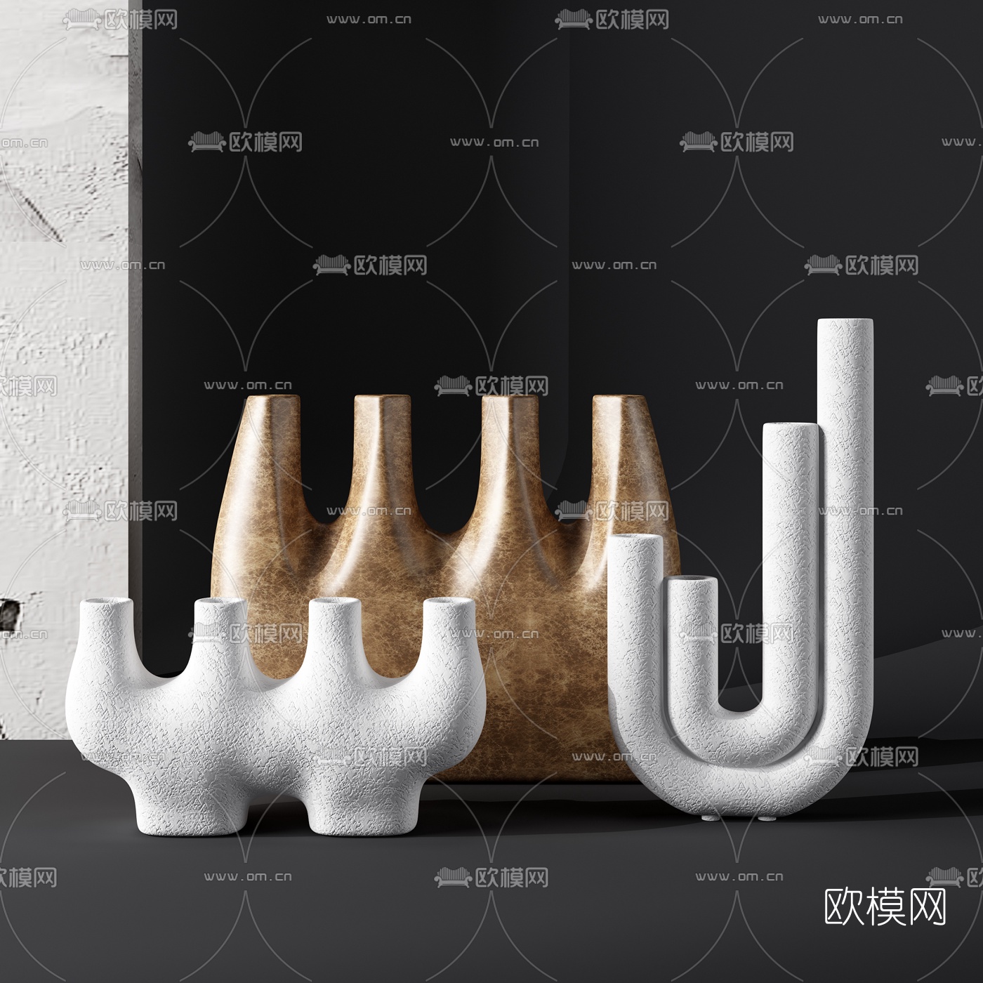 现代艺术器皿摆件3d模型下载（渲染图1）