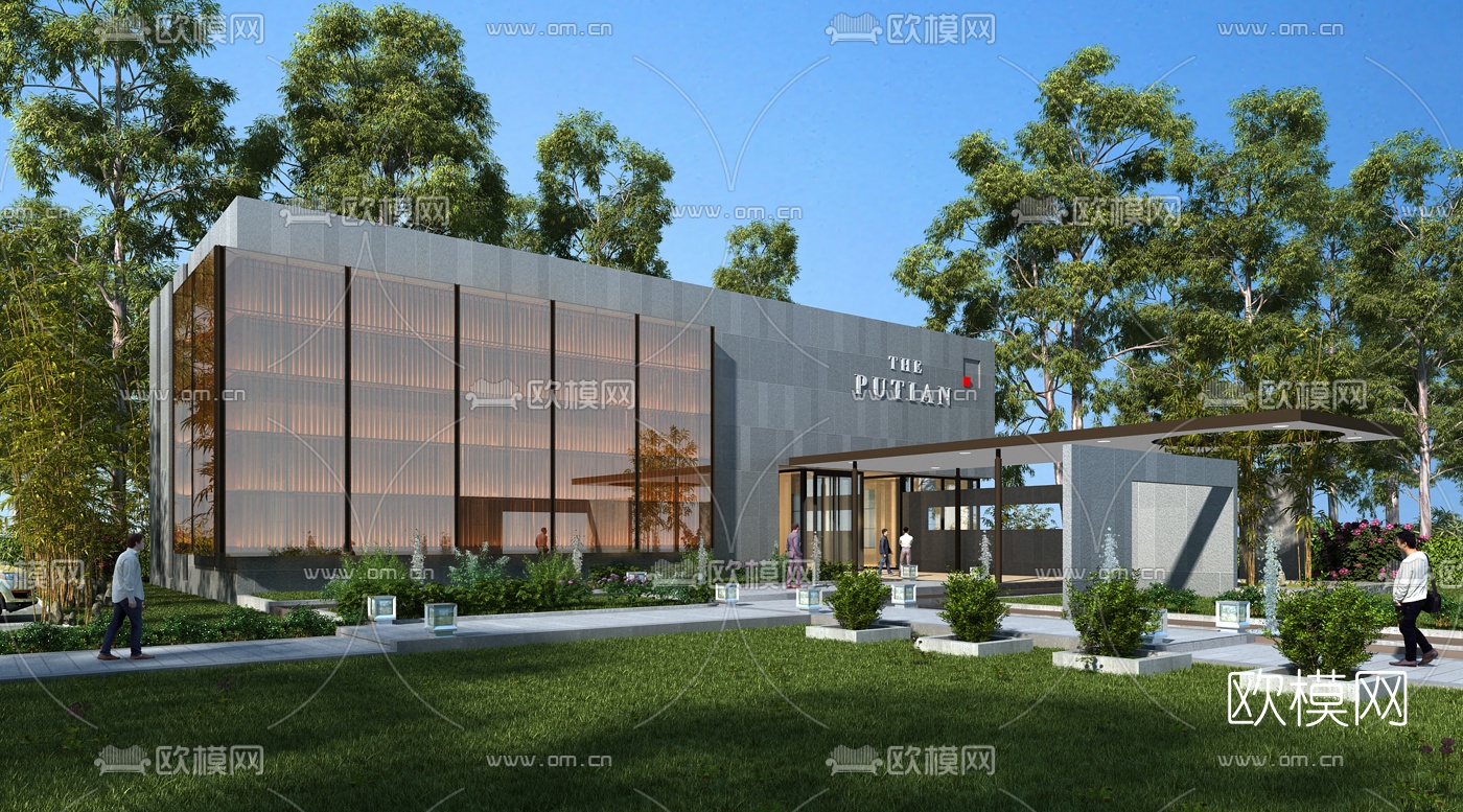 现代售楼处外观3d模型