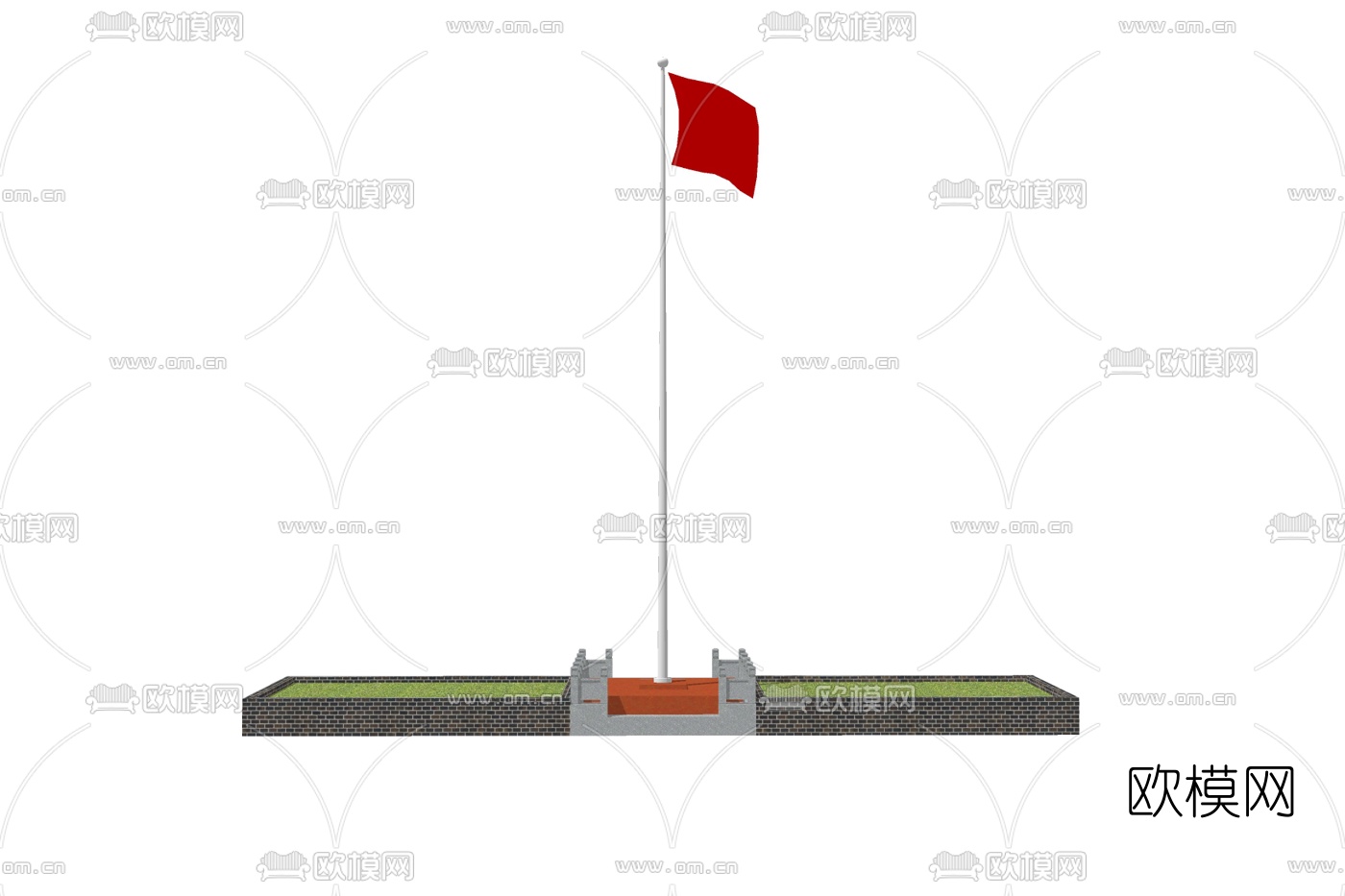 现代升旗台su模型