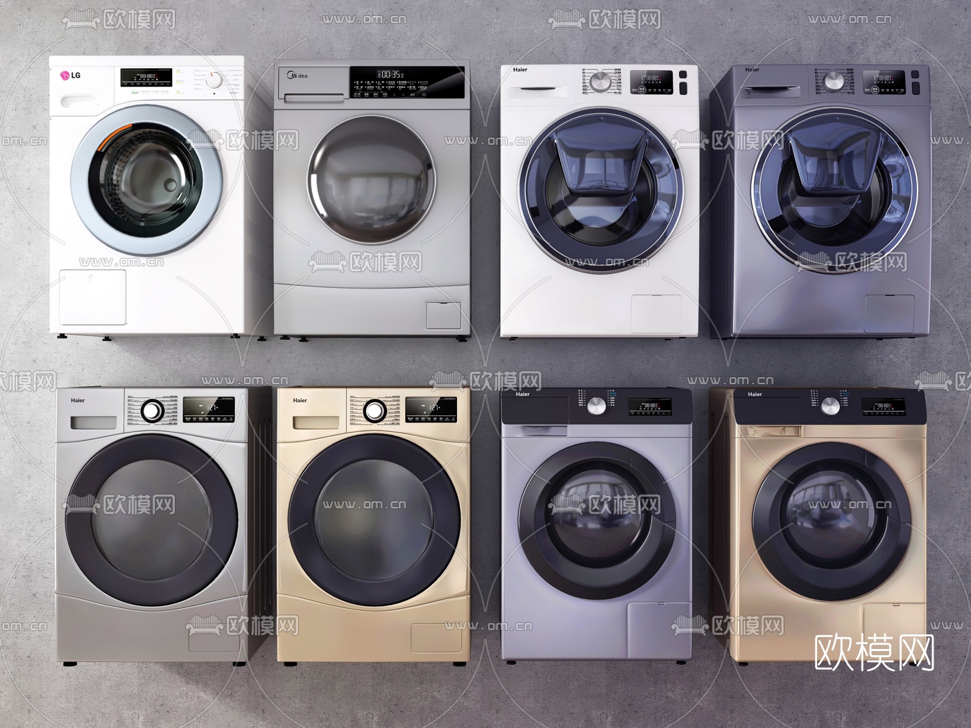 现代滚筒洗衣机烘干机3d模型下载