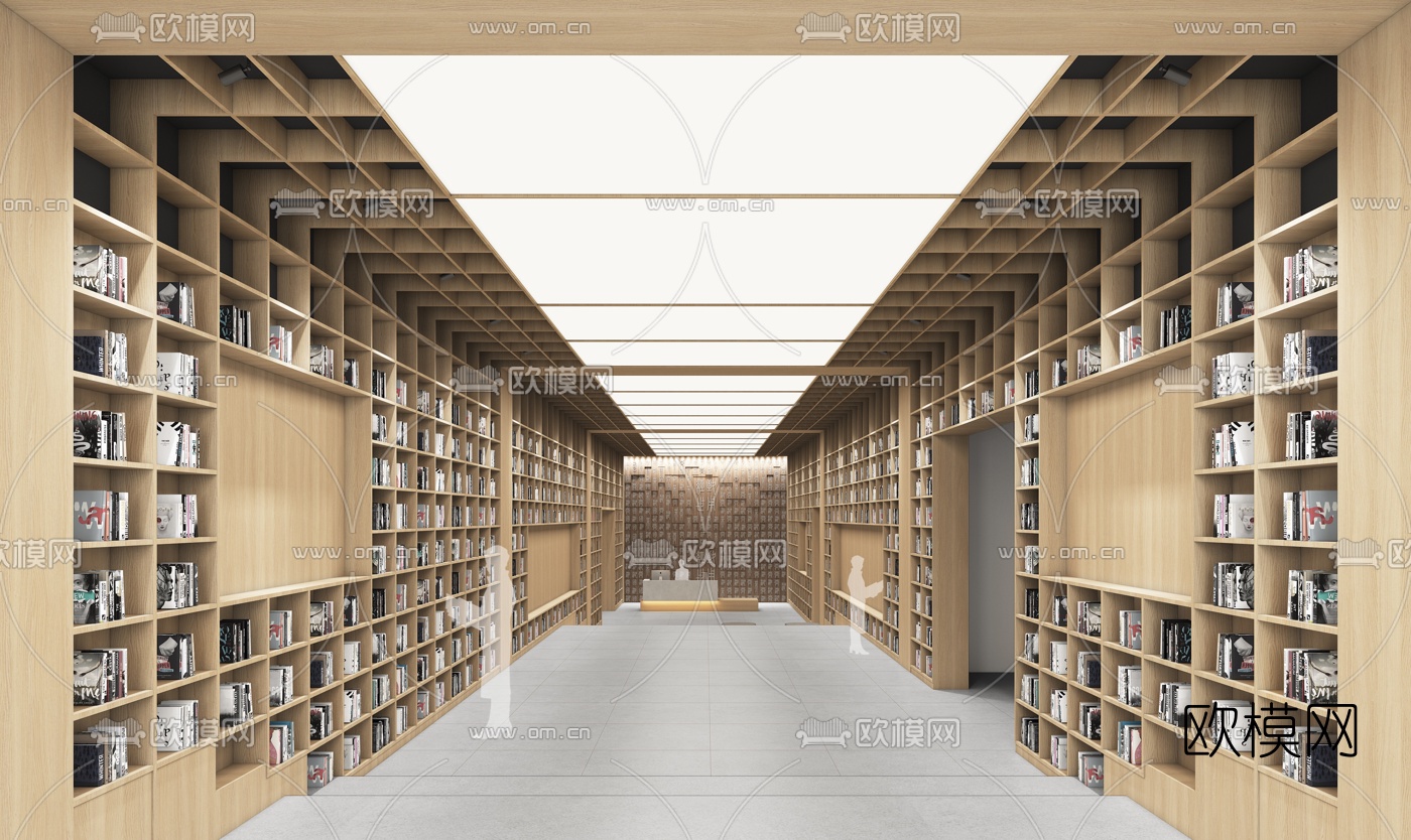 新中式图书室3d模型