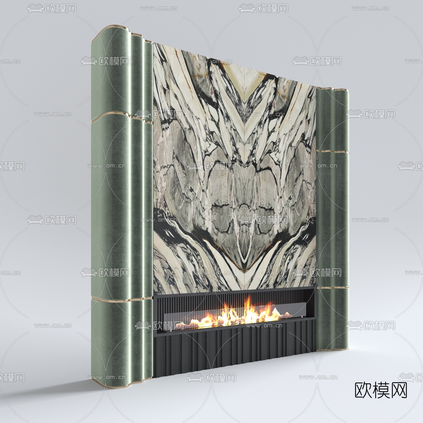 现代轻奢壁炉3d模型下载（渲染图2）