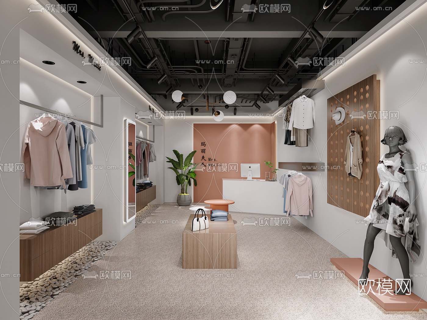 现代女性服装店3d模型