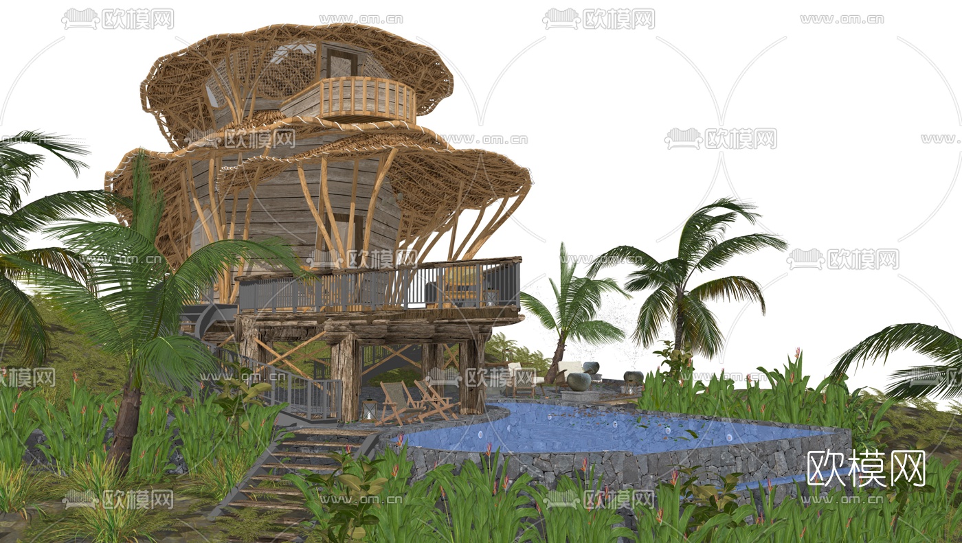 北欧木屋民宿su模型下载（渲染图4）