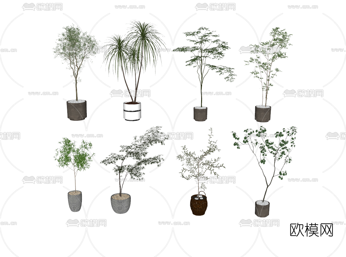现代绿植盆栽su模型