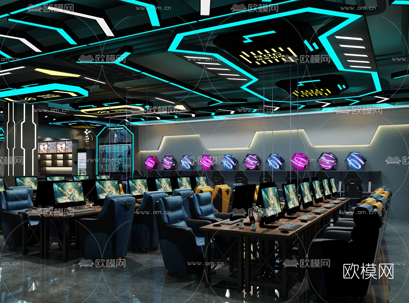 现代网咖免费3d模型下载