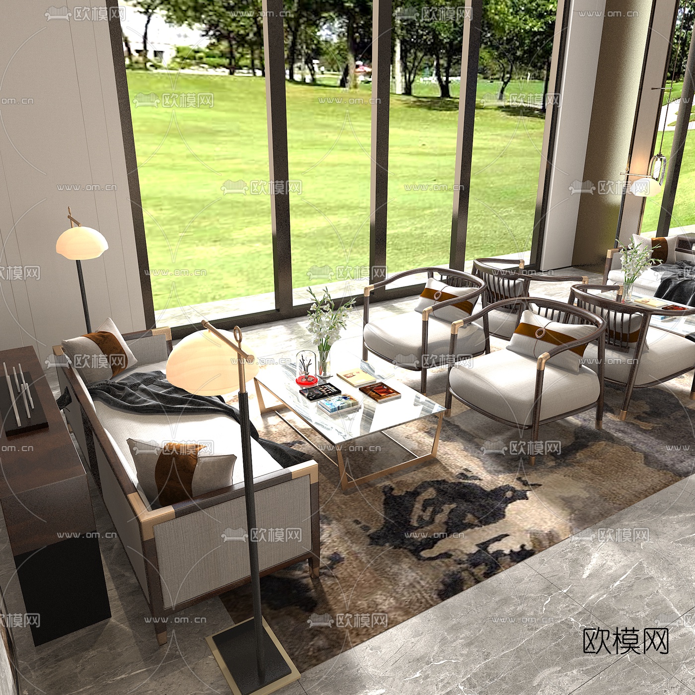 新中式休闲沙发组合3d模型