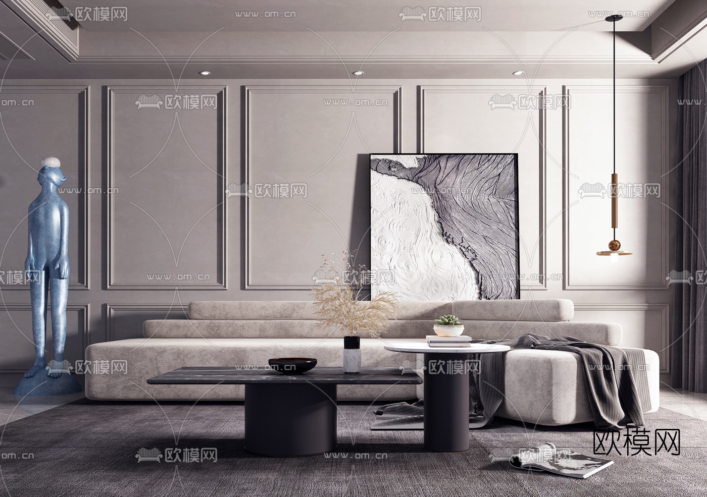 现代拐角沙发组合3d模型