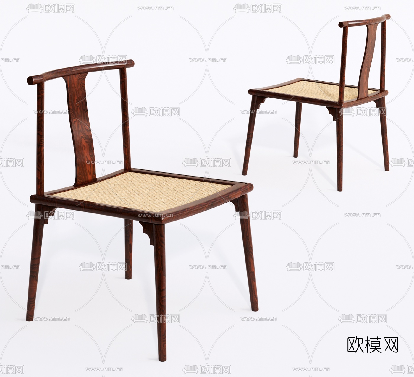 新中式原木单椅su模型