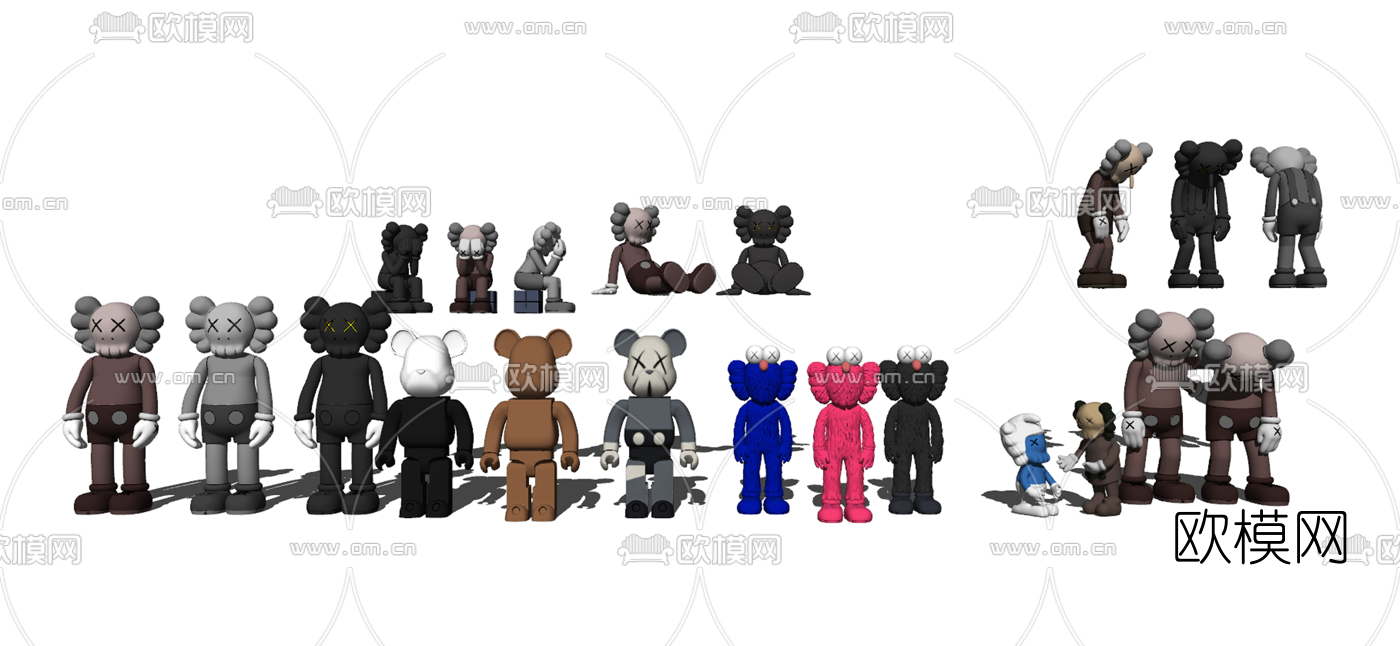 现代KAWS熊玩具su模型下载