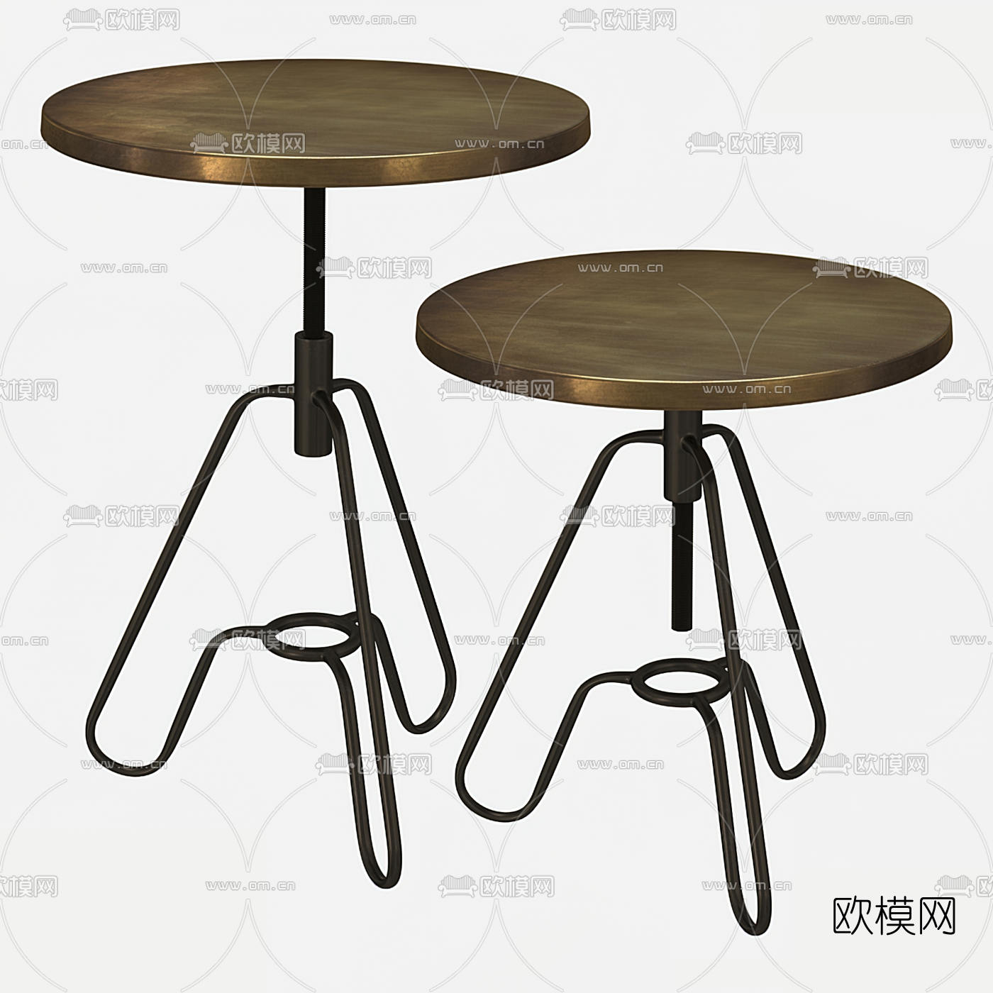 工业风金属圆几边几3d模型